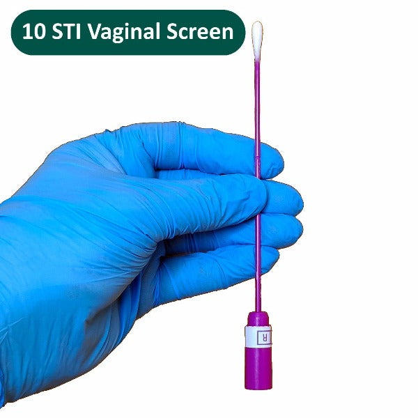 gloved hand holding a vaginal swab